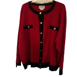 Joan Leslie Woman Red And Black Sweater 3X